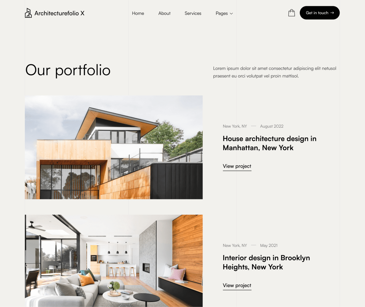 Architecture X - Portfolio page - Architecture Webflow Template