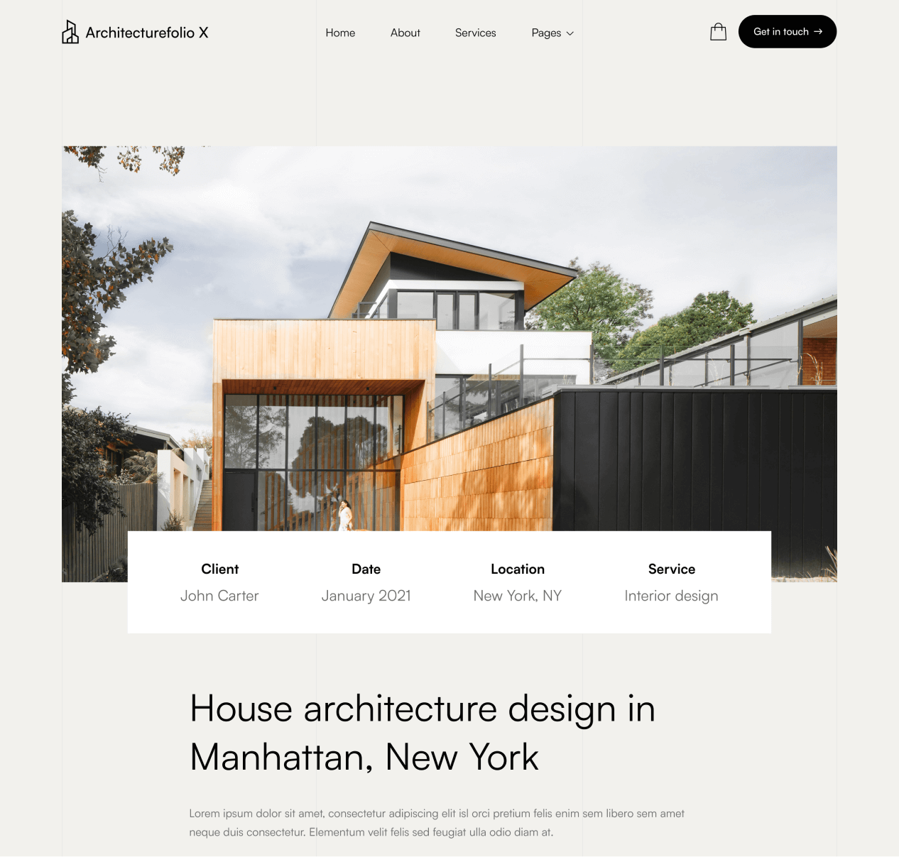 Architecture X - Portfolio Single page - Architecture Webflow Template