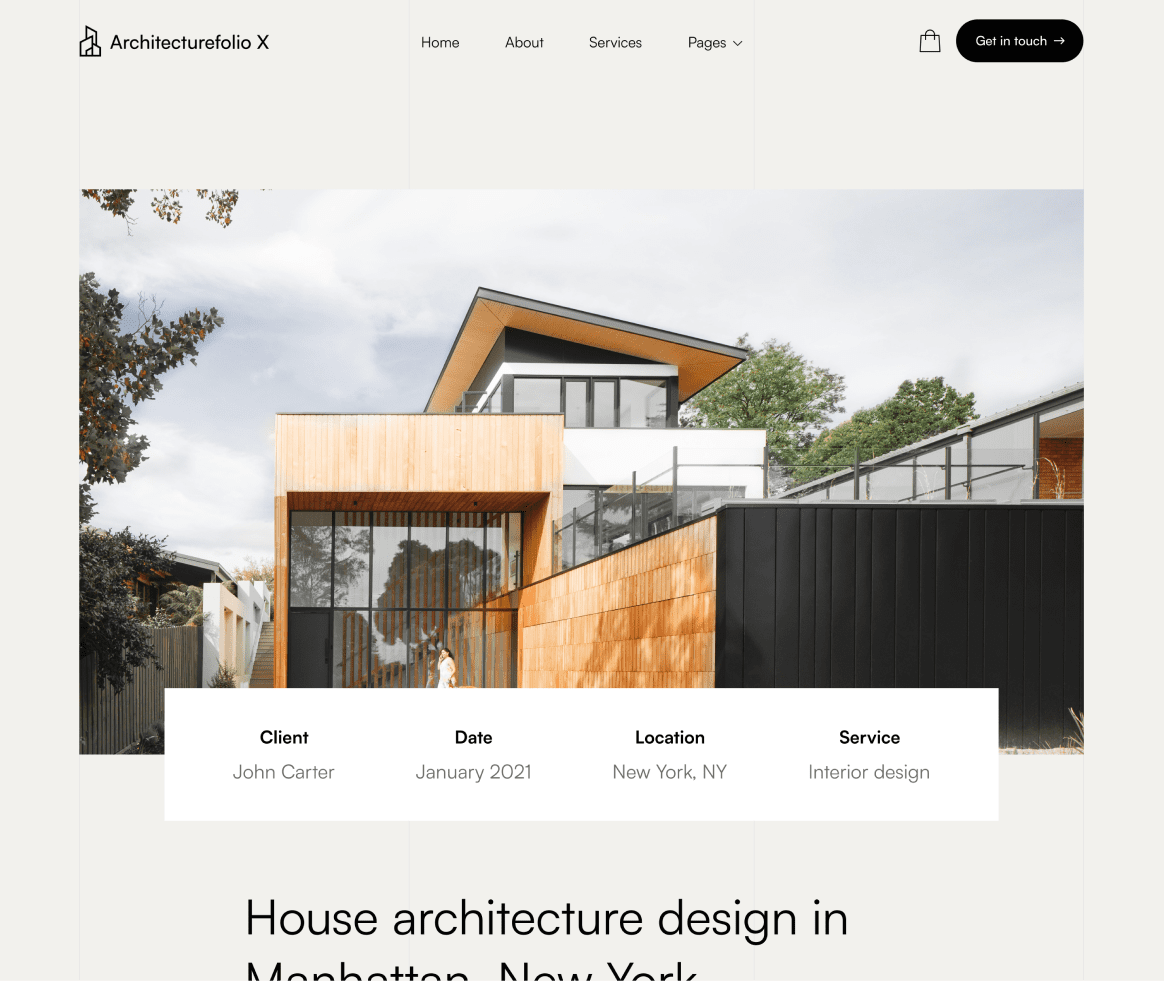 Architecture X - Portfolio Single page - Architecture Webflow Template