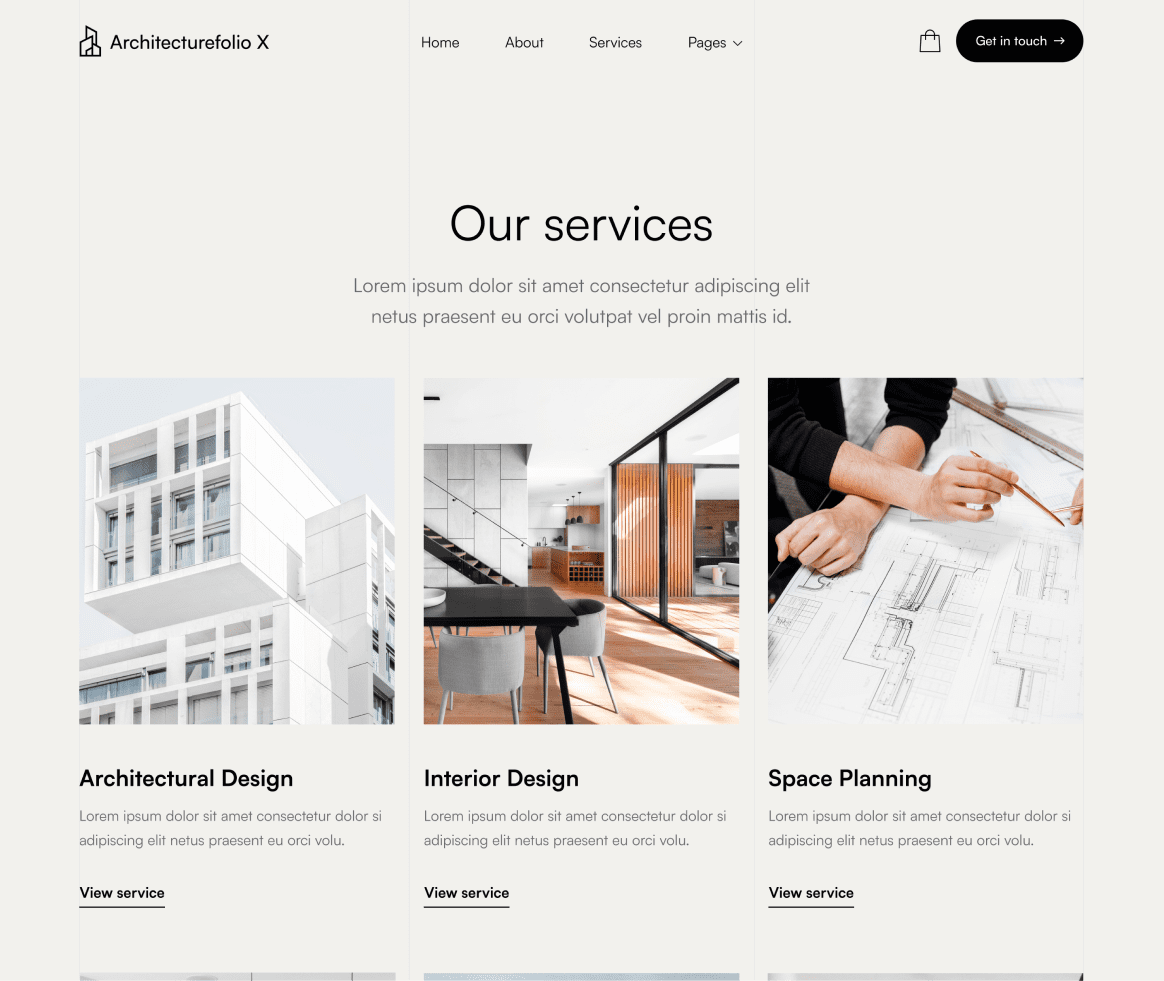 Architecture X - Services page - Architecture Webflow Template